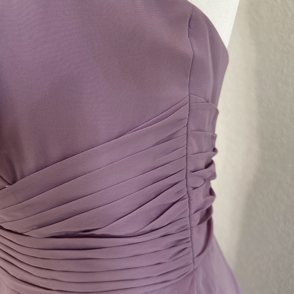 Alfred Angelo Purple Pleated Thin Straps Dress - Picture 3 of 5